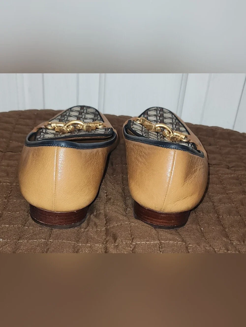 Tory Burch Gemini Link Women’s Size 11 M Tan Leather Monogram Loafers Flats